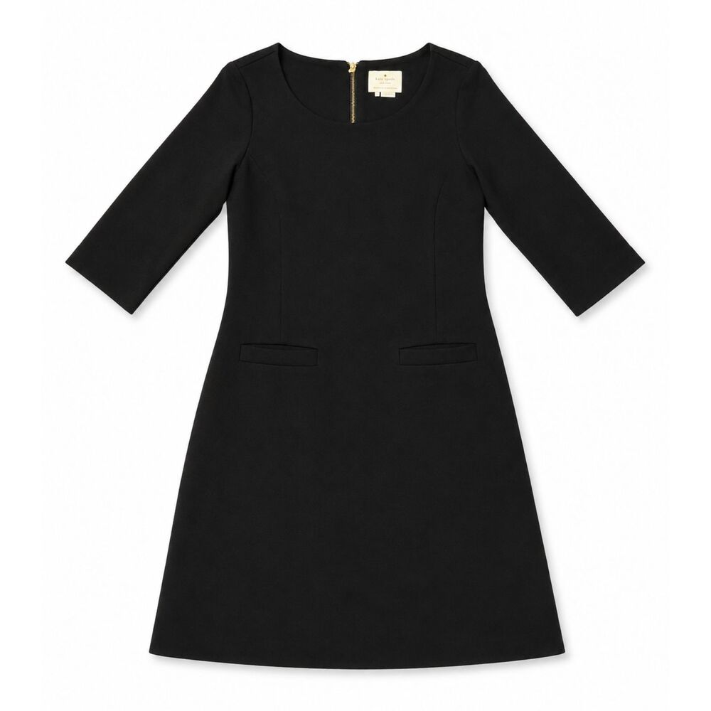 Kate Spade New York Black Dress Medium 3/4 Sleeve Stretch Career Classic M